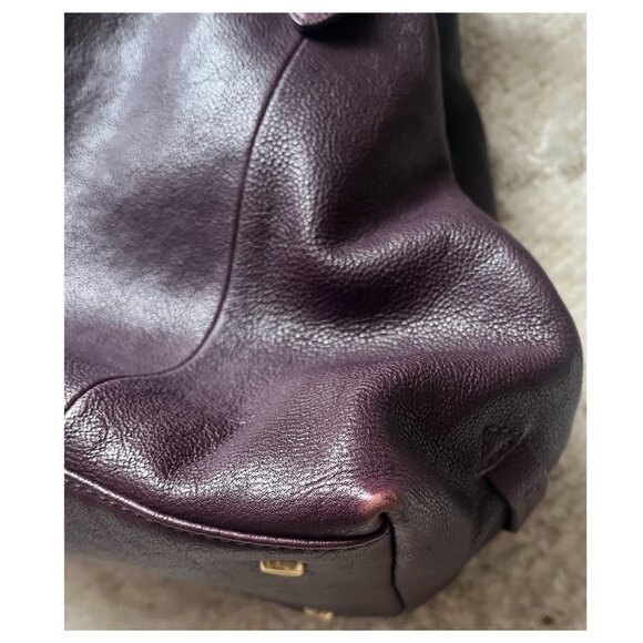 Cole Haan Purple Leather Bag Gold Accents - Picture 10 of 11